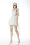 White ghost butterfly high low wedding party dress DW606