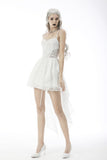 White ghost butterfly high low wedding party dress DW606