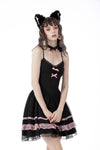 Black pink sexy doll chiffon strap dress DW654