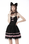 Black pink sexy doll chiffon strap dress DW654