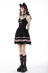 Black pink sexy doll chiffon strap dress DW654