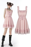 Pink doll frilly strap dress DW657