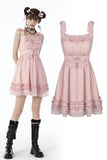 Pink doll frilly strap dress DW657