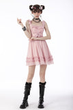 Pink doll frilly strap dress DW657