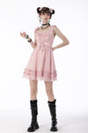 Pink doll frilly strap dress DW657