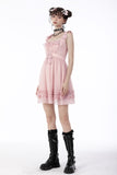 Pink doll frilly strap dress DW657