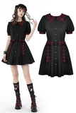 Gothic lolita dripping blood plaid button dress DW658