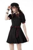 Gothic lolita dripping blood plaid button dress DW658