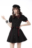 Gothic lolita dripping blood plaid button dress DW658