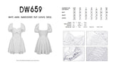 White angel embroidered puff sleeves dress DW659