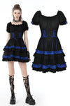 Gothic lolita black blue frilly doll dress DW660