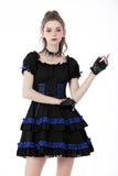 Gothic lolita black blue frilly doll dress DW660