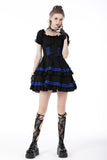 Gothic lolita black blue frilly doll dress DW660