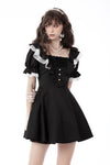 Princess contrast ruffle neckline dress DW661