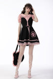 Cat feet lace up contrast strap dress DW666