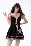 Cat feet lace up contrast strap dress DW666