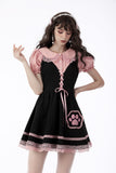 Cat feet lace up contrast strap dress DW666