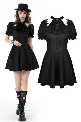 Gothic frilly neck puff sleeves dress DW668