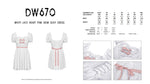 White lace heart pink bow silky dress DW670