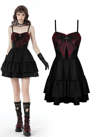 Gothic spider bow frilly strap dress DW671