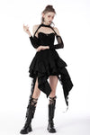 Punk rock shredded irregular frilly zip dress DW672