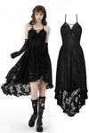 Gothic sexy ruffle low neckline dovetail lace dress DW691