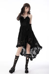 Gothic sexy ruffle low neckline dovetail lace dress DW691