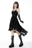 Gothic sexy ruffle low neckline dovetail lace dress DW691