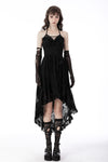 Gothic sexy ruffle low neckline dovetail lace dress DW691