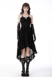 Gothic sexy ruffle low neckline dovetail lace dress DW691