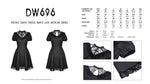 Gothic death cross ruffle lace neckline dress DW696