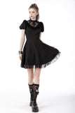 Gothic death cross ruffle lace neckline dress DW696