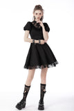 Gothic death cross ruffle lace neckline dress DW696