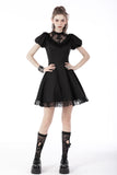 Gothic death cross ruffle lace neckline dress DW696