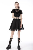 Gothic death cross ruffle lace neckline dress DW696