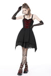 Black red arrowhead strap mini dress DW726