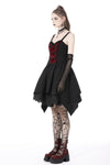 Black red arrowhead strap mini dress DW726