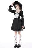 Black white frilly doll dress DW731