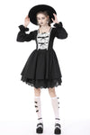 Black white frilly doll dress DW731