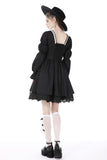 Black white frilly doll dress DW731