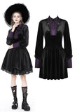 Witch college purple shirt collar velvet dress DW745