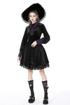 Witch college purple shirt collar velvet dress DW745