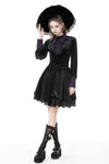 Witch college purple shirt collar velvet dress DW745