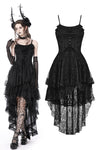 Gothic ghost frilly lace high low strap dress DW765