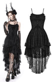 Gothic ghost frilly lace high low strap dress DW765