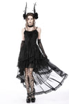 Gothic ghost frilly lace high low strap dress DW765