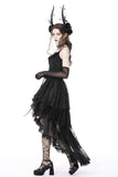 Gothic ghost frilly lace high low strap dress DW765