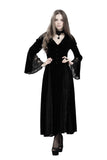 Black Long Sleeve Gothic Vampire Punk Scene Clothing velvet jacket gown JW011 - Gothlolibeauty