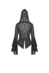 Women's ripped lace bell sleeves hooded thin tailcoat JW219