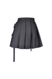 Black casual punk pleated short skirt with bag side KW152 - Gothlolibeauty